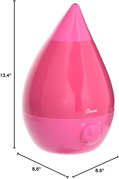 Crane Ultrasonic Cool Mist Humidifier for Bedroom, Baby Nursery, Kids Room, Plants, or Office, Large 1 Gallon Tank, Filter Optional, Blue and White