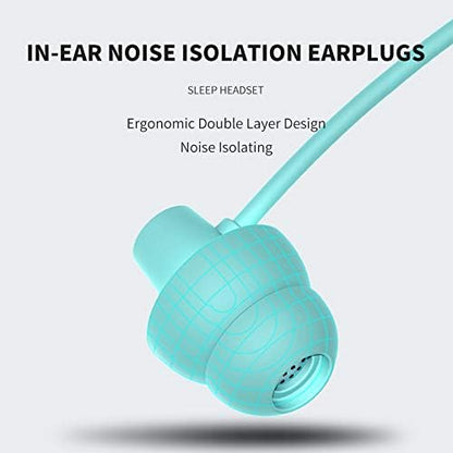 MAXROCK Sleep Earbuds,Ultra Soft Lightweight Sleep Earphones Headphones with Volume Control and Mic for Insomnia, Side Sleeper, Snoring, Air Travel, Meditation & Relaxation (Acid Blue)