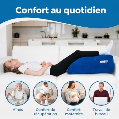 Inflatable Leg Elevation Pillow, Travel Knee Wedge for Bed and Comfort Rest | Inflatable wedge pillow for leg elevation, knee support and elevated comfort in bed or while traveling, with portable design.