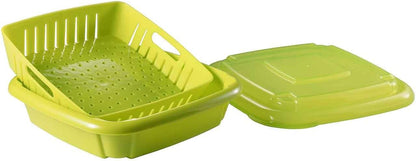 Hutzler 3-in-1 Bitty Box Berry Keeper, Berry Colander & Saver Container, 9oz / 1 Cup Capacity, Blue