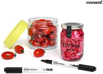 MONAMI Kitchen Marker 420, Fine Tip (1.2mm), Permanent Marker for Plastic Freezer Bags, Food Storage Containers, Ziploc, Erasable with Dish Detergent, Black, 1pc