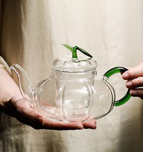Glass Filtering Tea Maker Teapot with a Warmer and 6 Double-walled Tea Cups Set (Heating base, Standard)