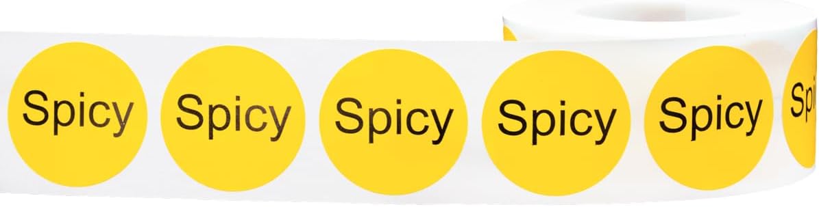 Yellow with Black Carnitas Circle Dot Adhesive Stickers, 1 Inch Round Labels, 500 Total Stickers