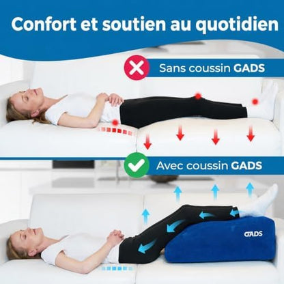 Inflatable Leg Elevation Pillow, Travel Knee Wedge for Bed and Comfort Rest | Inflatable wedge pillow for leg elevation, knee support and elevated comfort in bed or while traveling, with portable design.