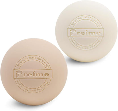 Massage Lacrosse Balls for Myofascial Release, Trigger Point Therapy,Manual Massage Balls, Muscle Knots, and Yoga Deep Tissue Massage. Set of 2 Firm Balls (Ivory and Off-White)