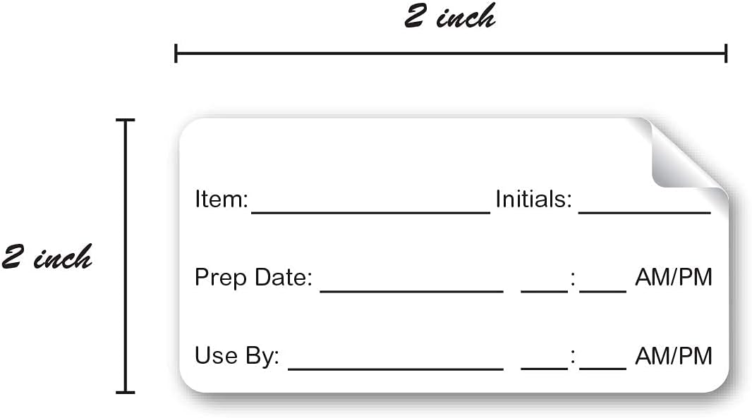 500 Dissolvable Food Prep Labels 1" x 2" Restaurant Quality Food Stickers/Meal Prep Leftovers Containers Organization/Made in The USA