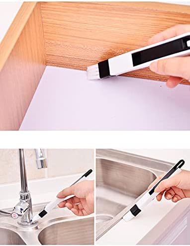 Multi-Functional Window Track Cleaner - Window Groove Cleaning Brush Tools with Corner Scraper & Detachable Brush, Portable for Crevice - Sill Scrub Brush Tool for Bathroom, Kitchen Tiles, Door Slots