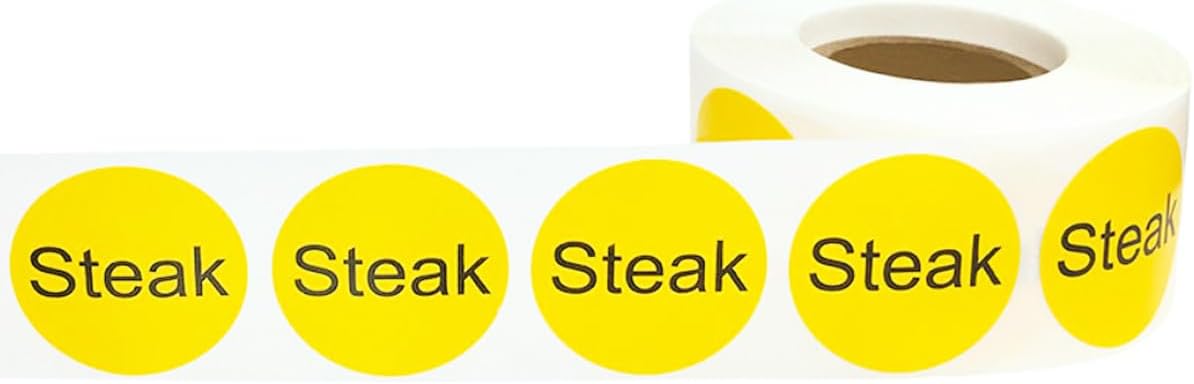 Yellow with Black Carnitas Circle Dot Adhesive Stickers, 1 Inch Round Labels, 500 Total Stickers