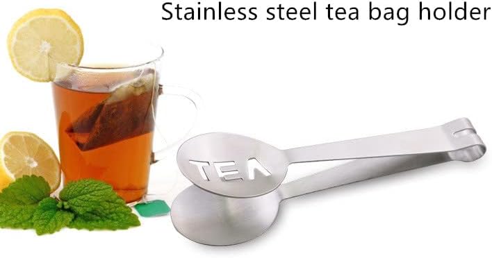 Tea Bag Squeezer, 2PCS Stainless Steel Tea Bag Spoon, Teabag Tong Strainer Holder for Loosing Leaf, Gripping Ice Cube, Sugar (Silver)