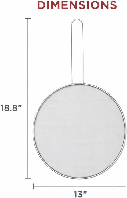 HIC Kitchen Splatter Screen, 18/8 Stainless Steel with Fine Mesh, 9-Inch, Fits Up To 8.5-Inch Pans