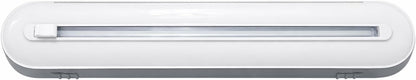 Plastic Wrap Dispenser with Cutter, Gray and White, 15 Inch, Traceless Adhesive Mount, Kitchen Food Storage