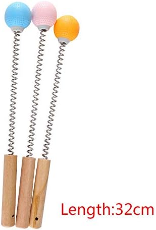 1 Pack Golf Ball Massager Hammer with Spring Wooden Handle Handheld Massage for Pain Relief Neck Back Massager Ball Manual Massage (Gray)