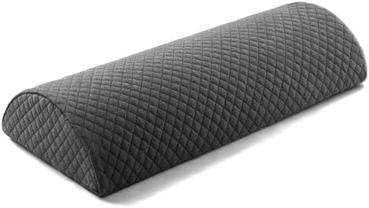 Memory Foam Half Moon Shaped Bolster Pillow for Neck Leg Knee Lumbar Feet Lower Back 16.5x7x4 (Grey)