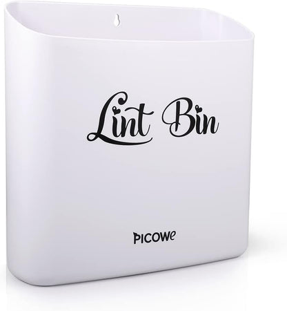 Picowe Magnetic Laundry Storage, Large Lint Holder Bin, Space-Saving Trash Container Hanging on Dryer, Washer or Wall Mount (Gray White)