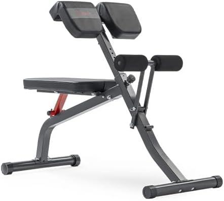 Sunny Health & Fitness Multi-Function Roman Chair | Adjustable Height, Folds Flat for Storage, Built in Dip Station, Targets Back, Abs & Core, Crunches & Back Extensions