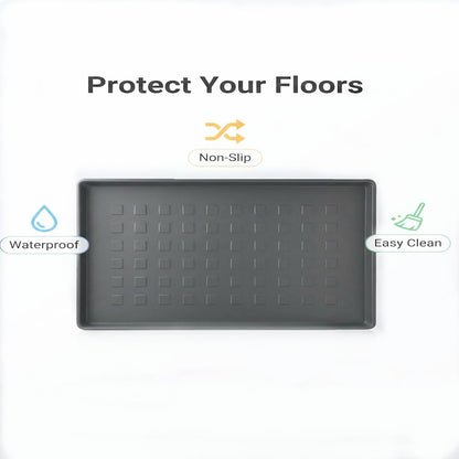 3 Pack Large Waterproof Plastic Boot Trays – Durable Multi-Purpose Shoe Mats for Entryway, Pet Food and Water Spill Protection, Indoor Outdoor Utility Tray for Garden, Garage, Mudroom (28"x14")