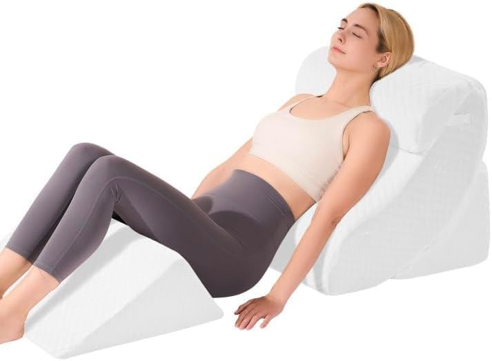 OAISZ 4PCS Wedge Pillow Set for After Surgery, Adjustable Bed Wedges, Gery | Back and Leg Support, Acid Reflux Relief, Post Surgery Recovery, Leg Elevation, Memory Foam, Bed Wedge Pillow for Sleeping
