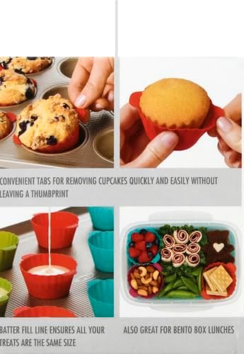 OXO Good Grips Silicone Baking Cups, Pack of 12, Reusable, BPA-Free, Dishwasher Safe, Non-Stick, Food Grade, Cupcake Cups, Muffin Cups, Cupcake Liners, Muffin Liners