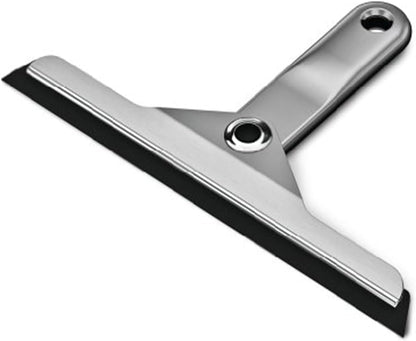simplehuman Foldaway Shower Squeegee, Glass Squeegee for Bathroom Mirrors & Shower Doors, Weighted Handle for Streak-Free Clean, Suction Cup Hanger, Die-Cast Zinc & Anodized Aluminum