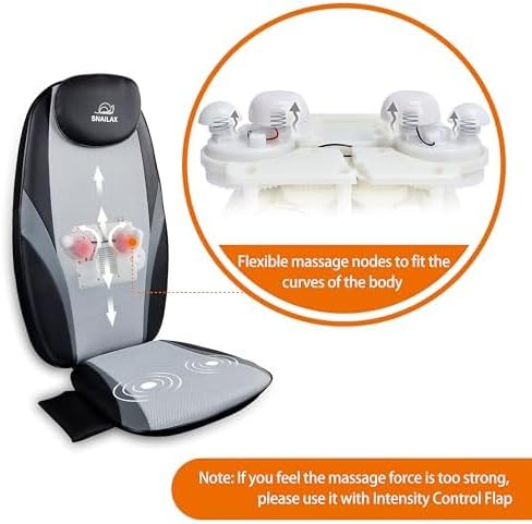 Snailax Shiatsu Back Massager with Heat, Deep Kneading Massage Chair Pad for Neck, Shoulders, Full Back & Waist, Adjustable Roller Massage Seat Cushion for Home Office, Pain Relief, Gift for Men Women
