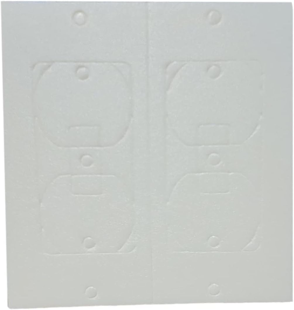 Double Gang Wall Plate Insulation Gasket 10 Pack, Non-Adhesive — 2-Gang Outlet Sealer & Foam Draft Stopper for Double Switches, Decora, GFCI — Weatherproof Polyethylene, Energy Saving