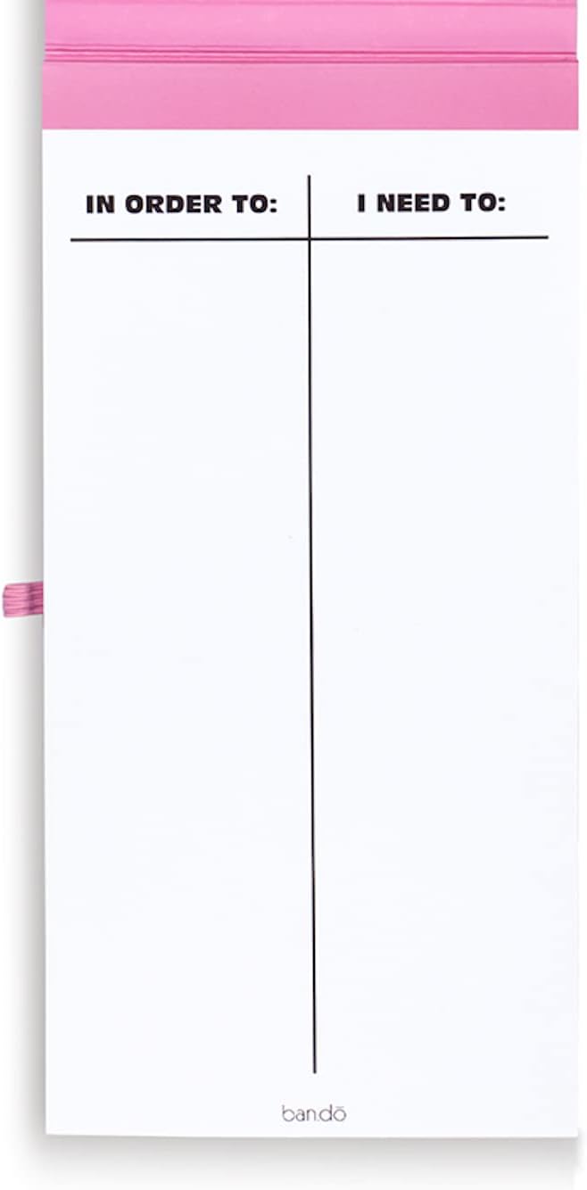 ban.do Good Intentions Goal & Habit Tracker Notepad, Feel Your Best (Pink) | List Pad Includes 80 Perforated Sheets, Ink Pen Loop, and Elastic Band Closure