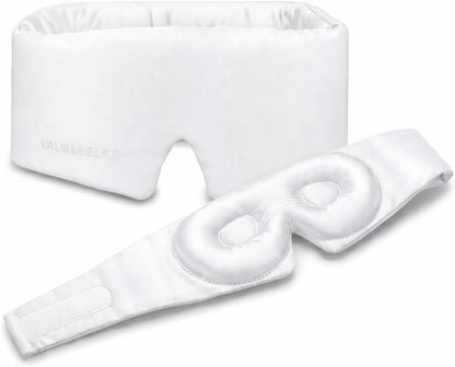 Calm&Relax Bamboo Sleep Mask - Cooling 3D Eye Mask, Lash Friendly,White | Total Blackout 3D Contoured Eye Mask for Travel, Home, Yoga - Adjustable Soft Viscose Night Blindfold for Side Sleepers