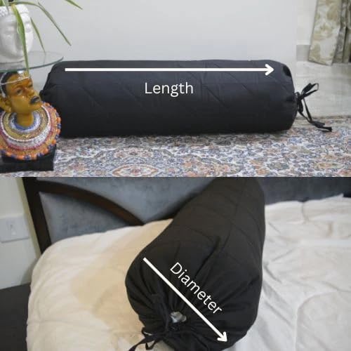 Saffron HANDICRAFTS Cotton 240TC - Bolster Cover Full Round Removable Cover for Neck Roll, Leg Rest,Yoga Practice, Meditation, Bed Sofa Couch (Teal Blue, 8"x24"(20 cm x 60 cm))