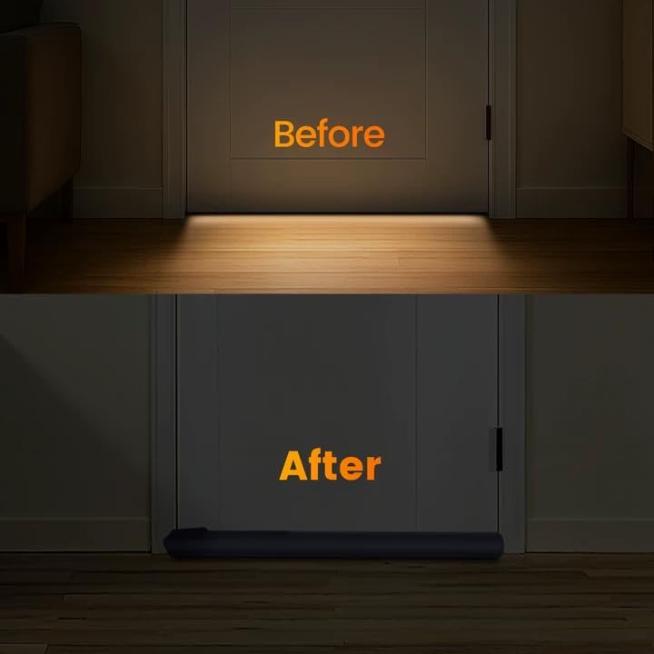 Door Draft Stopper, Under Door Draft Stopper for Bottom, 36 in, Black | Adjustable Size, Covers Gap up to 2.36 in, Easy Install, Blocks Cold air, Light, Reusable, for Bedrooms & Kitchen