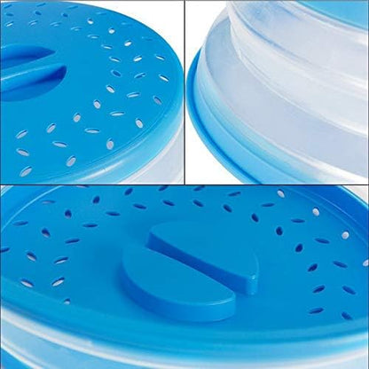 Collapsible Microwave Food Cover, Splatter Guard,Vented Microwave Lid for Food, BPA free TPR, Dishwasher safe，12inch,Grey