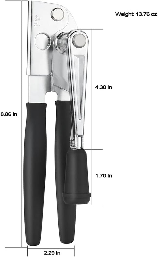 Manual Can Opener,Heavy Duty Easy Ergonomic Crank for Seniors & Arthritis | Commercial Stainless Steel,Smooth Edge,Easy to Use,Long handle,Works Quickly,for Restaurants & Home Kitchens