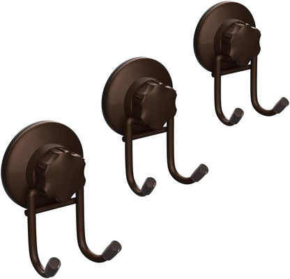 SANNO Suction Cup Hooks, Shower Squeegee Holder, Towel Robe Loofah Holder, Bathroom Kitchen Shower Wall Hooks, Bathroom Accessories, Black (2 Pack)