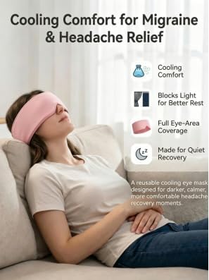 Cooling Gel Eye Mask for Puffy Eyes, Migraine & Headache Relief, Full Eye-Area Cold Compress for Eyes & Temples, FSA Eligible HSA Reusable Eye Ice Pack for Swelling & Post-Surgery Recovery