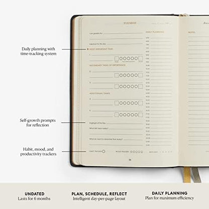 Intelligent Change - 3-Month Productivity Planner, Productivity Tools for Time-Management and Mindfulness, Daily To-Do List, A5 Undated Quarterly Planner, Beige (Beige)