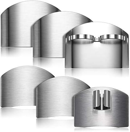 Patelai 6 Pieces Finger Guards for Cutting Stainless Steel Finger Protectors Adjustable Safe Slice Hand Guard Protect for Food Chopping Slicing Cutting, 2 Styles