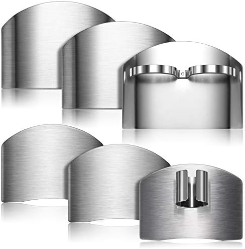Patelai 6 Pieces Finger Guards for Cutting Stainless Steel Finger Protectors Adjustable Safe Slice Hand Guard Protect for Food Chopping Slicing Cutting, 2 Styles