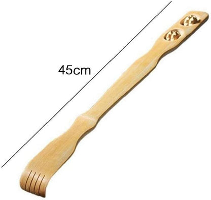 Bamboo Back Scratcher Wooden Body Roller Stick Manual Long Handle Massager for Neck Back Shoulder
