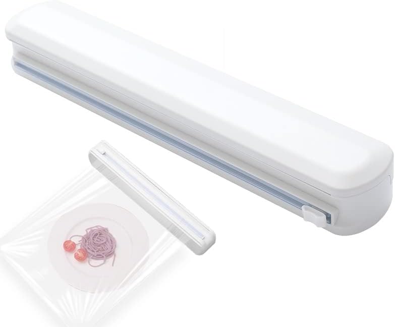 Plastic Wrap Dispenser With Cutter, Reusable Cling Film Dispenser, Cling Wrap Dispenser With Slide Cutter, Also For Aluminum Foil, Tin Foil, Baking Paper (L)