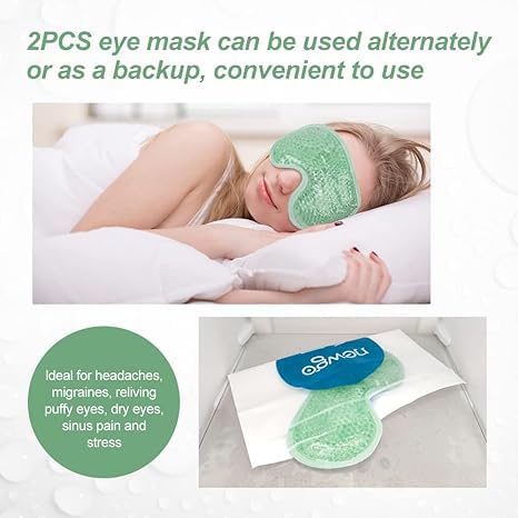 NEWGO Cooling Gel Eye Mask - Reusable Cold Pack for Puffy Eyes, Dark Circles, Migraine, Stress Relief - Purple With Soft Plush Backing