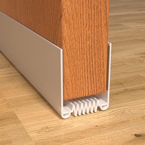 2 Pack Door Draft Stopper, 36” Length Cuttable Weather Stripping Door Seal, Strong Adhesive Door Sweep for Exterior and Interior Doors (2, Black)