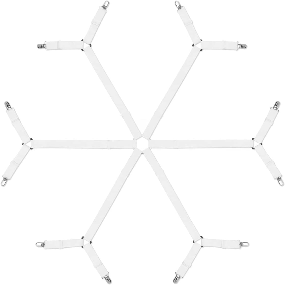 Sheet Fasteners, Adjustable Elastic Bed Sheet Holder Straps for Full,Queen,King Twin Bed,6 Way Cross Sheet Clips Suspenders Band,Fitted Round and Square Mattresses