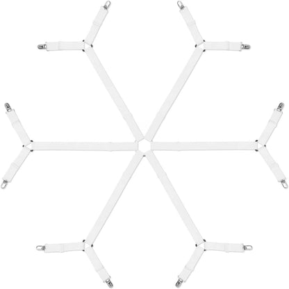 Sheet Fasteners, Adjustable Elastic Bed Sheet Holder Straps for Full,Queen,King Twin Bed,6 Way Cross Sheet Clips Suspenders Band,Fitted Round and Square Mattresses
