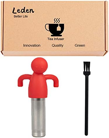 Leden Tea Infuser for Loose Leaf Tea Cute Tea Strainer Ball Stainless Steel Extra Fine Mesh Tea Steeper Filter for Cup Mug Silicone Handle Grey
