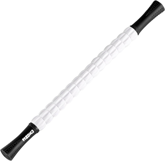 Muscle Roller Massage Roller Stick- Deep Tissue Fascia Blaster for Myofascial Pain Relief, Lymphatic Drainage & Body Sculpting, Handheld Physical Therapy & Recovery Tool (Purple White)