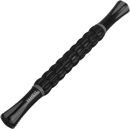 YANSYI Professional 9-Roller Deep Tissue Massage Stick - Portable Muscle Recovery Roller for Athletes, Relieves Post-Workout Soreness & Leg/Back Pain - Portable Physio Tool (Gray)