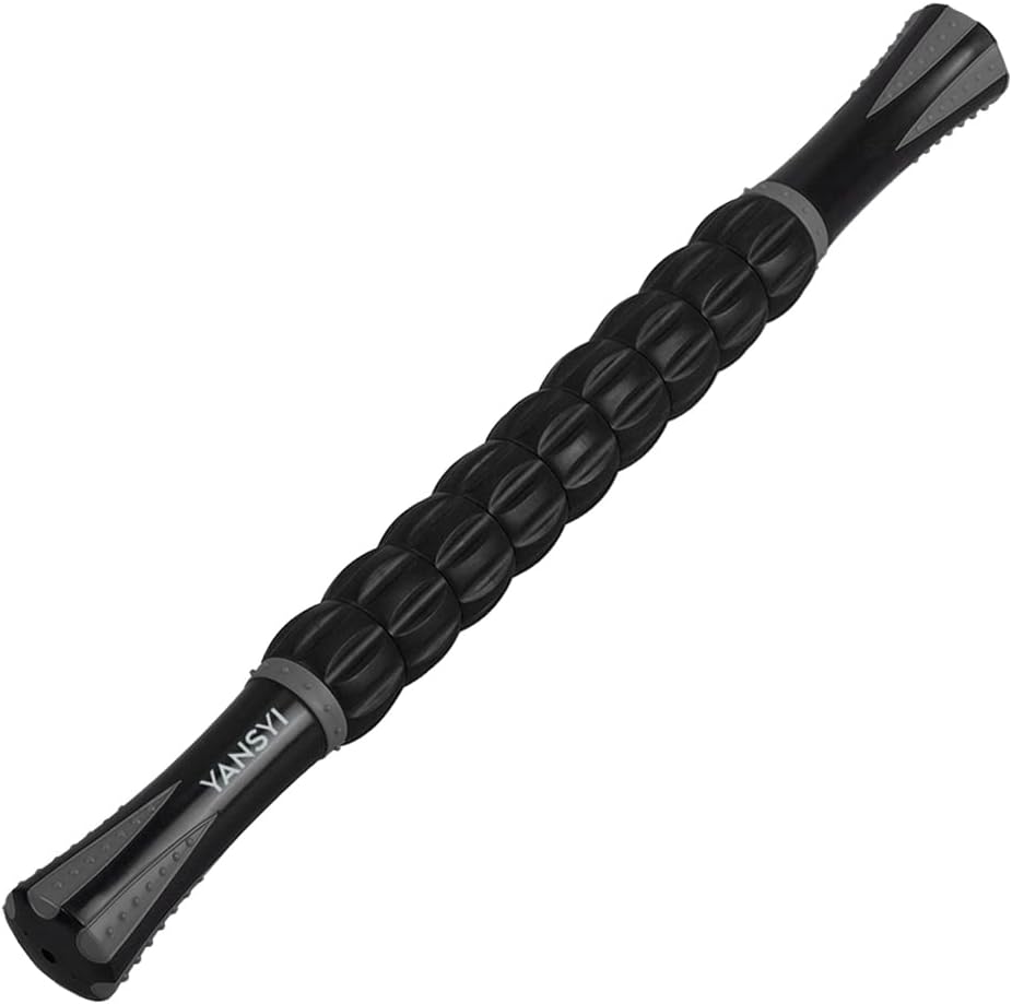 YANSYI Professional 9-Roller Deep Tissue Massage Stick - Portable Muscle Recovery Roller for Athletes, Relieves Post-Workout Soreness & Leg/Back Pain - Portable Physio Tool (Gray)