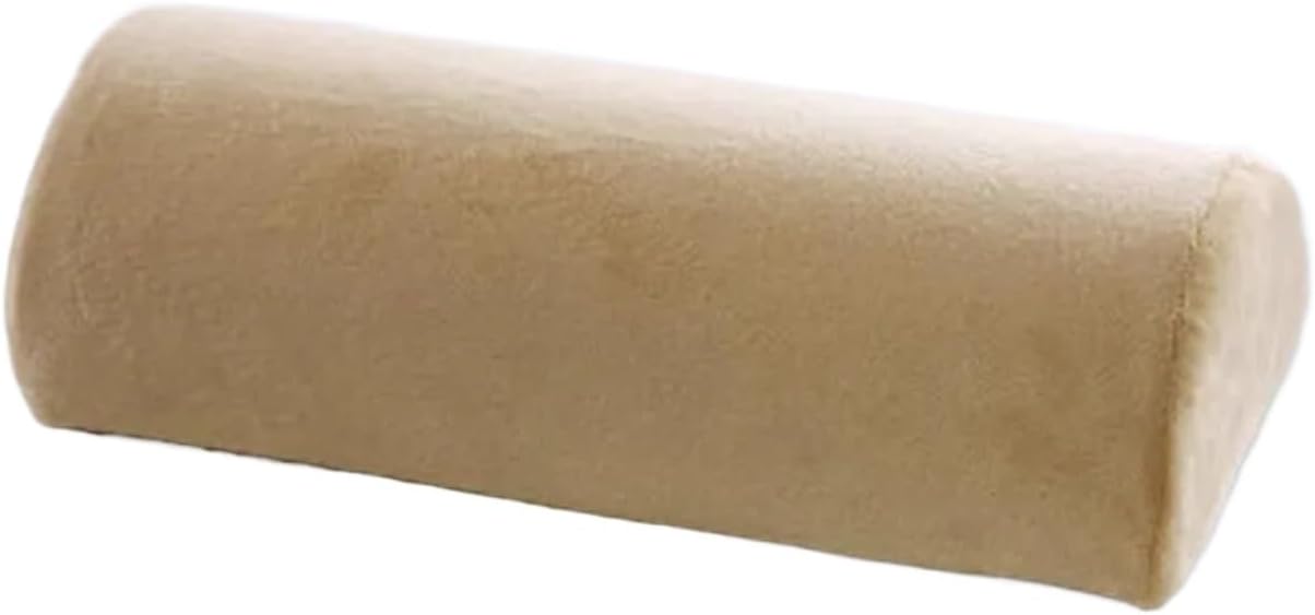Half Moon Bolster Semi-Roll Knee Pillow Ankle & Knee Support Elevation Back Lumbar Neck Relief Pain Quality Memory Foam Filling(Khaki)