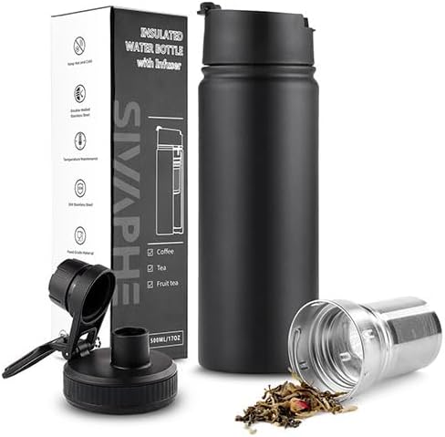 Sivaphe Infuser Travel Mug with Removable loose leaf Tea Strainer Tea Filter Water Bottle 18/8 Stainless Steel Insulated Tumbler for Women Rosegold