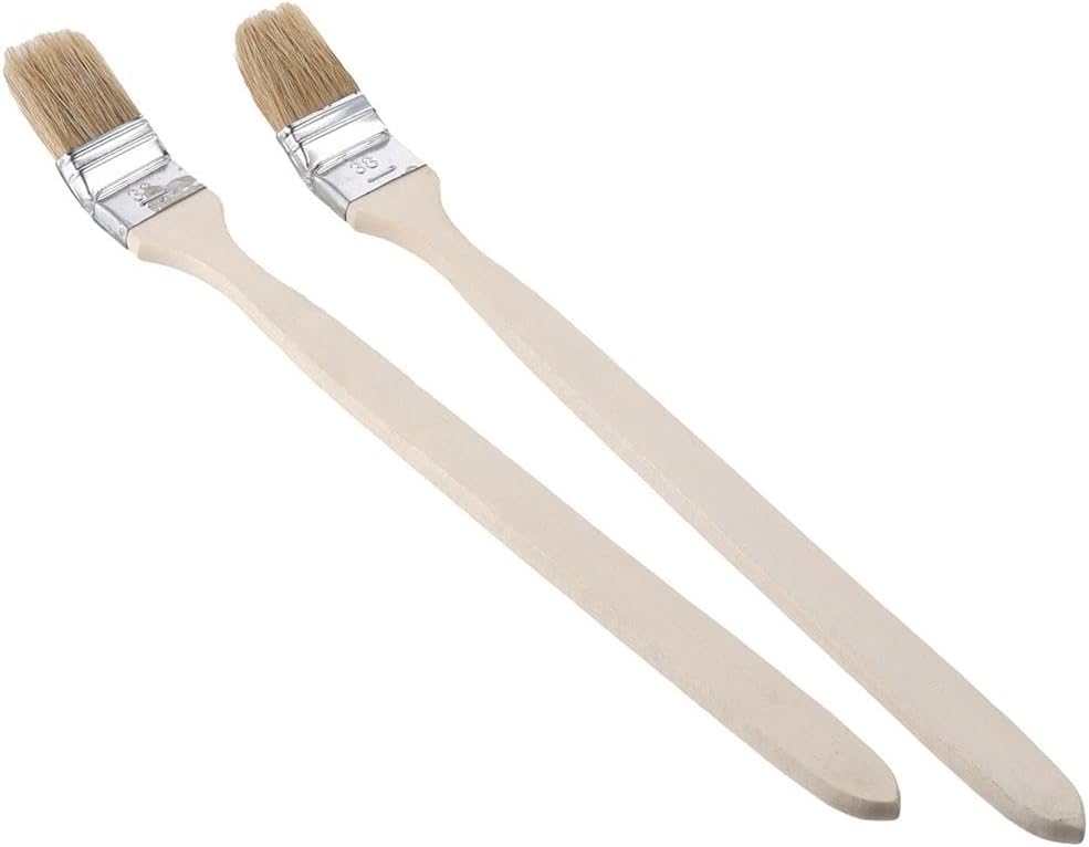 2Pcs Paint Brush Head Width 40mm/1.5 inch Long Wood Handle Metal Ferrule Bent Paint Brush Radiator Brush