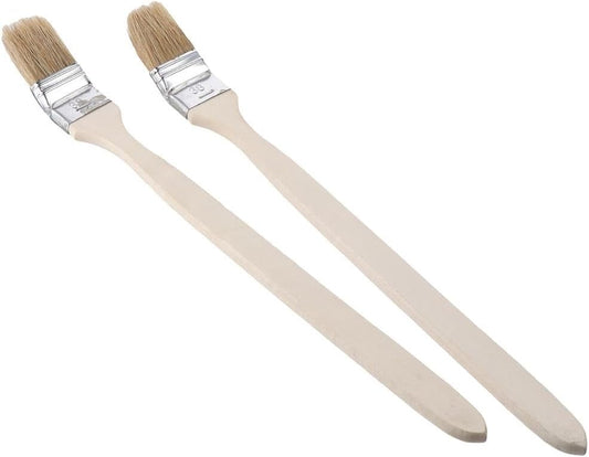 2Pcs Paint Brush Head Width 40mm/1.5 inch Long Wood Handle Metal Ferrule Bent Paint Brush Radiator Brush